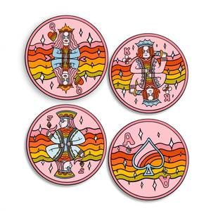NEW TART BY TAYLOR royal flush acrylic coaster set in pink